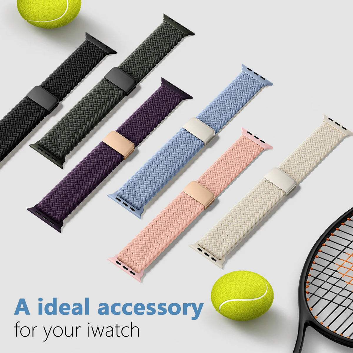 Breathable Woven Nylon Band with Magnetic Snap Closure for Apple Watch