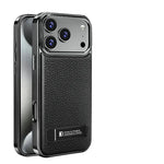 Premium Electroplated Leather Magsafe Case with Foldable Stand for iPhone 17 Series