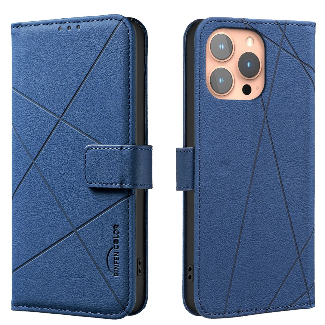 Embossed Leather Flip Wallet Case for iPhone 16 Series