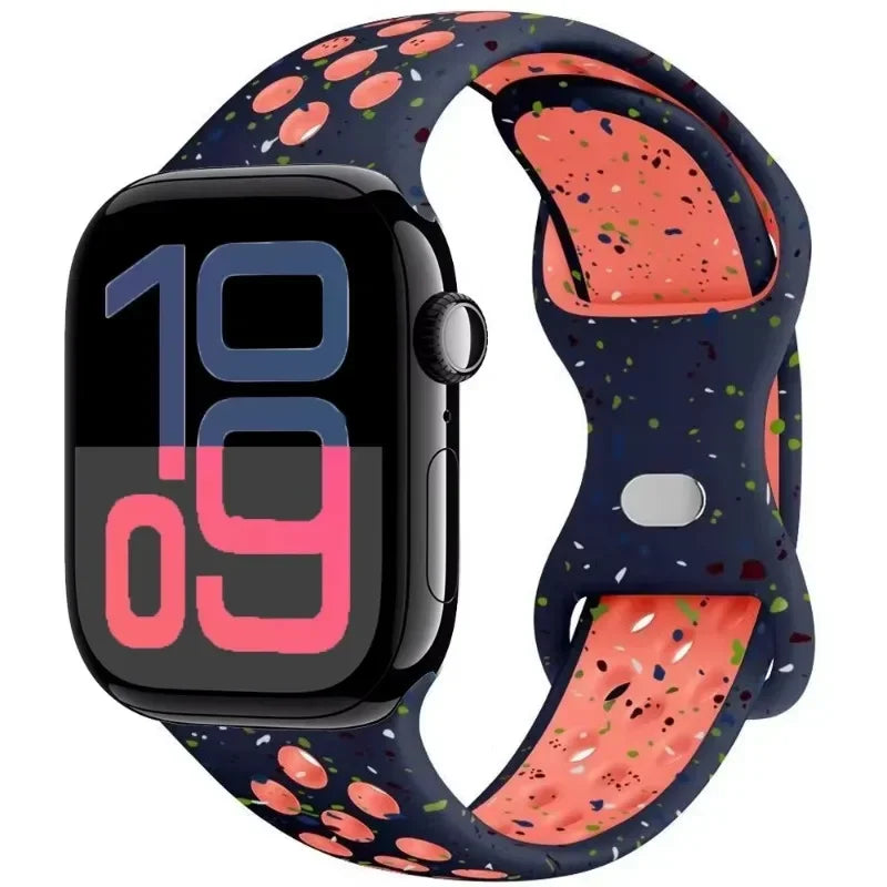 Breathable Silicone Band with Perforated Ventilation for Apple Watch