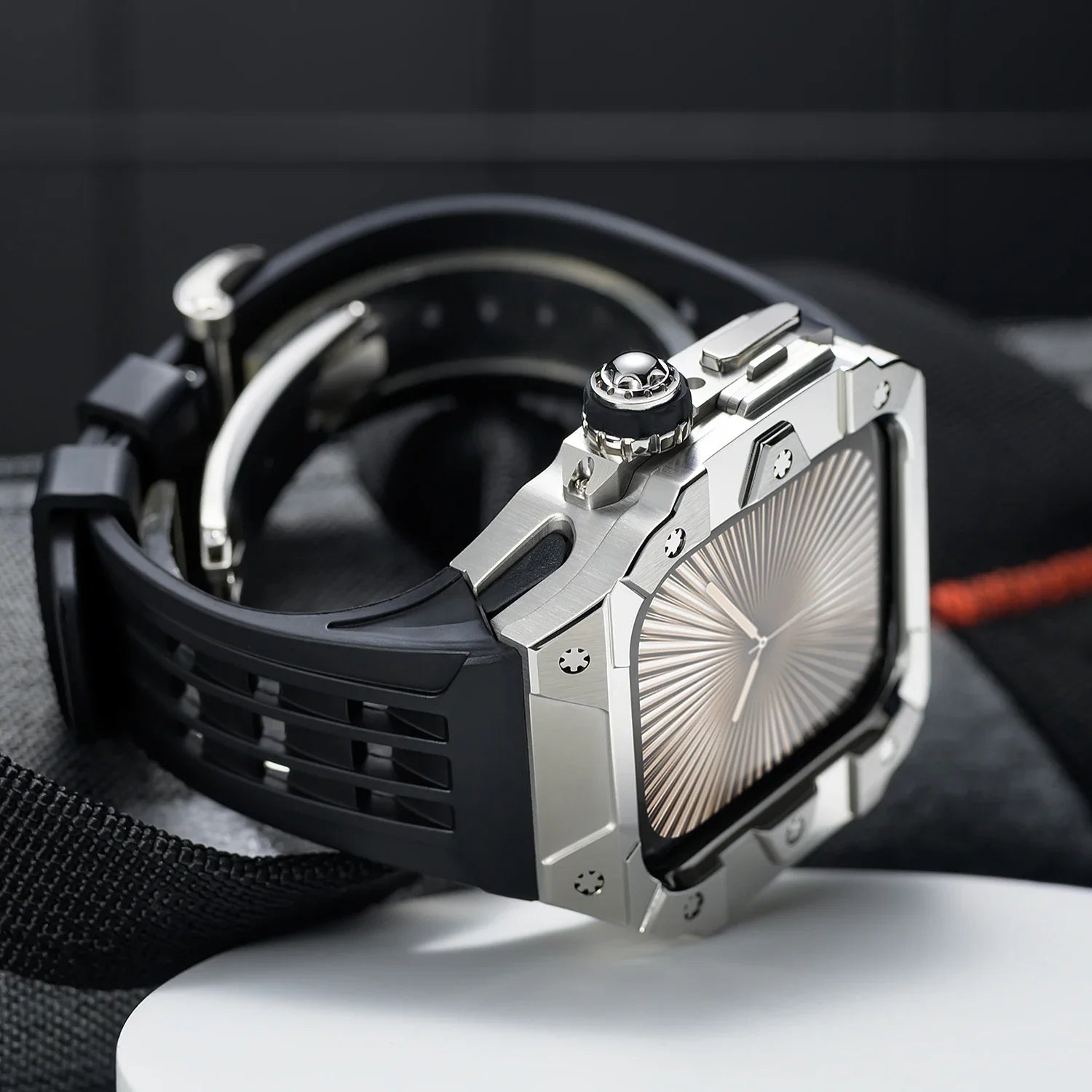 Luxury Stainless Steel Case & Silicone Strap Modification Kit for Apple Watch Series 10 (46mm)