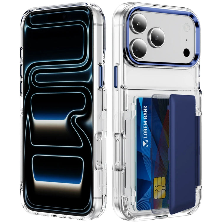 Transparent 2-Card Sliding Wallet Case with Raised Edges for iPhone 18 Series