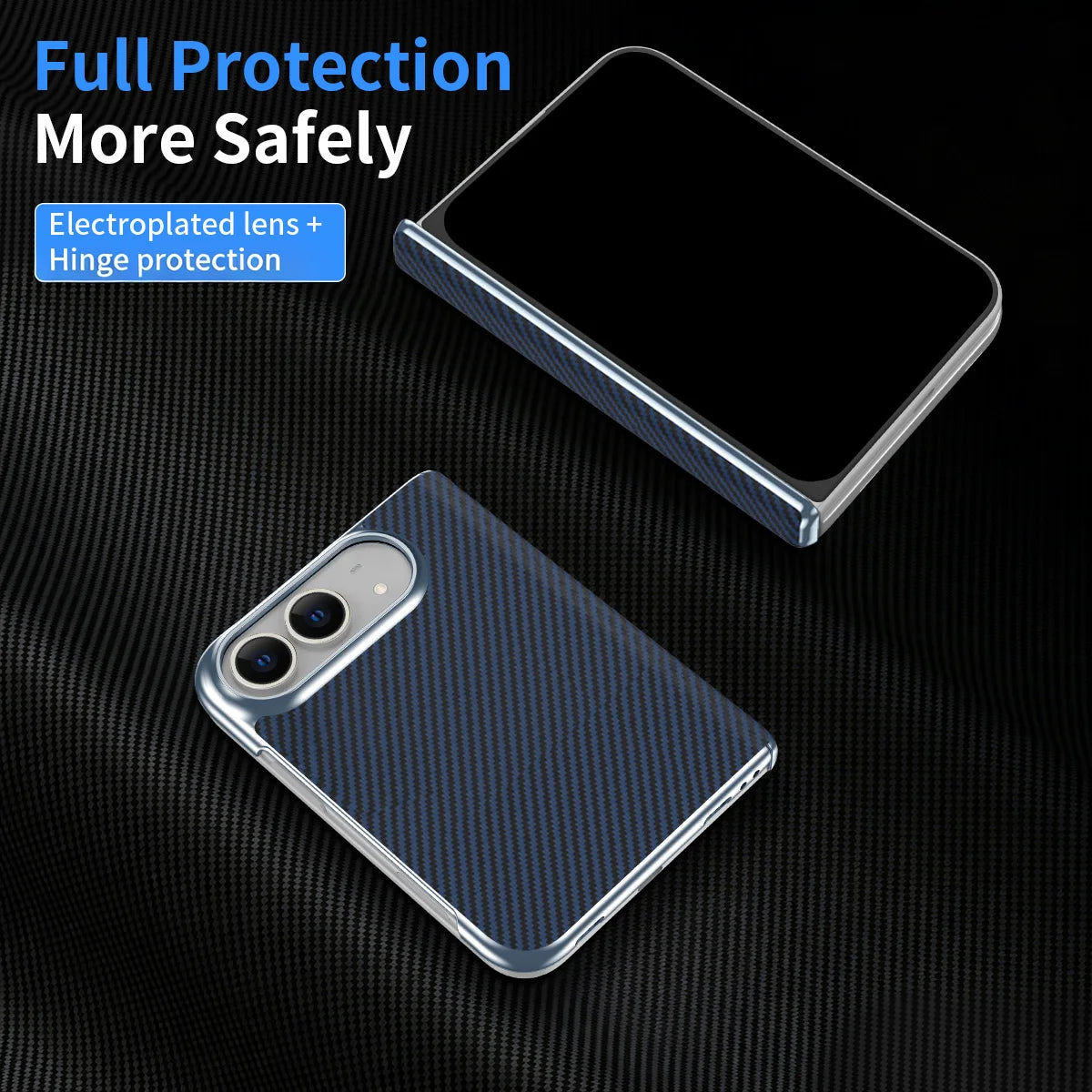Carbon Fiber Texture Case with Hinge Protection for iPhone Duo