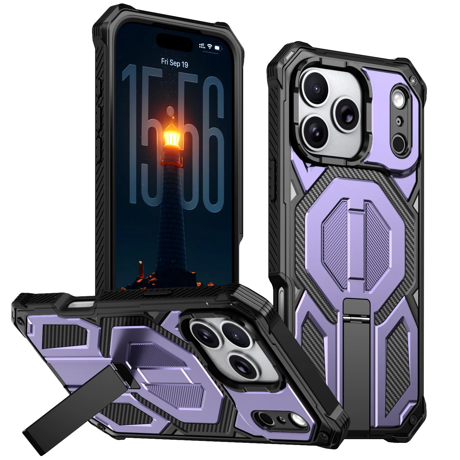 Heavy Duty Armor MagSafe Case with Metal Kickstand for iPhone 17 Series