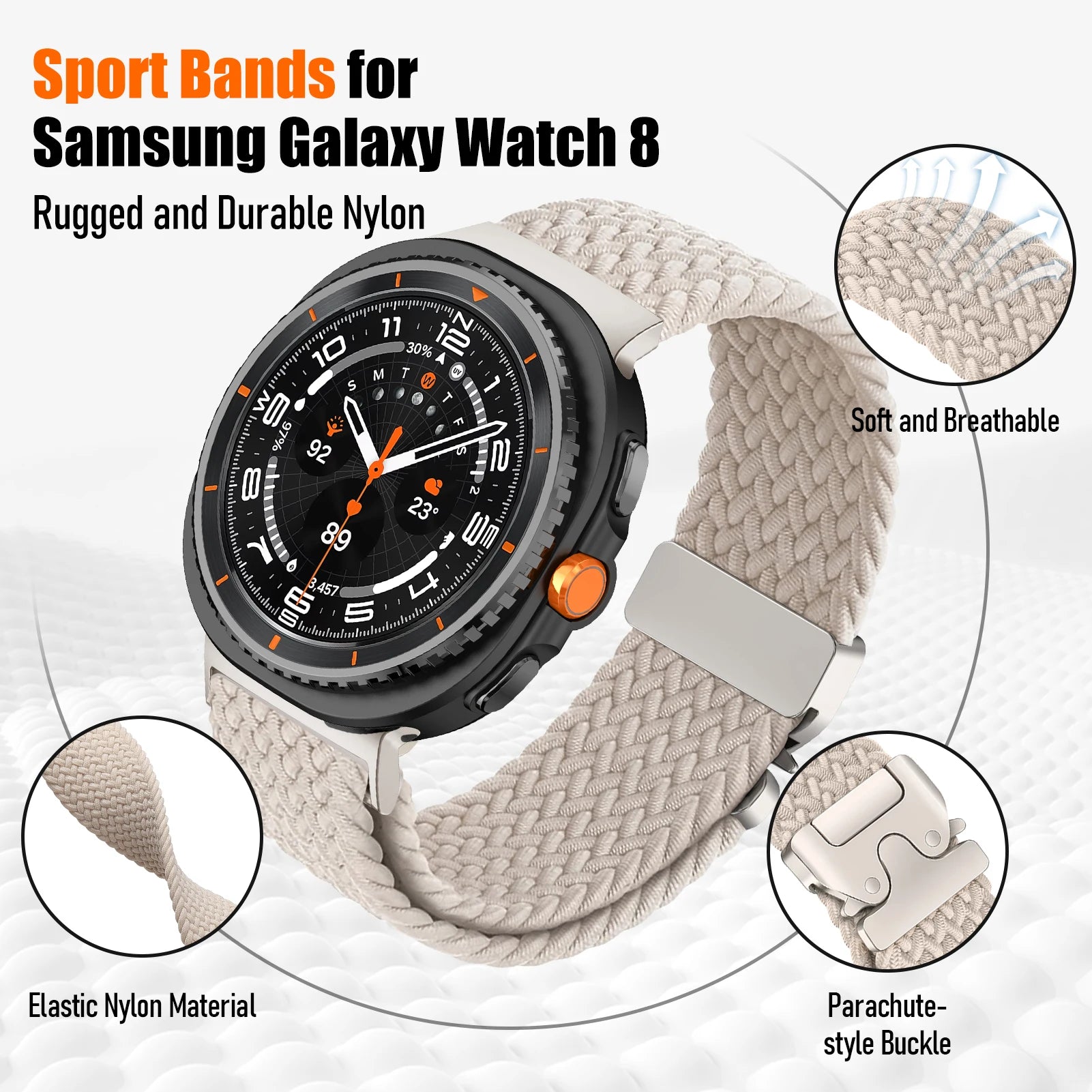 Braided Parachute Strap for Samsung Galaxy Watch 8 / Galaxy Watch 8 Classic
