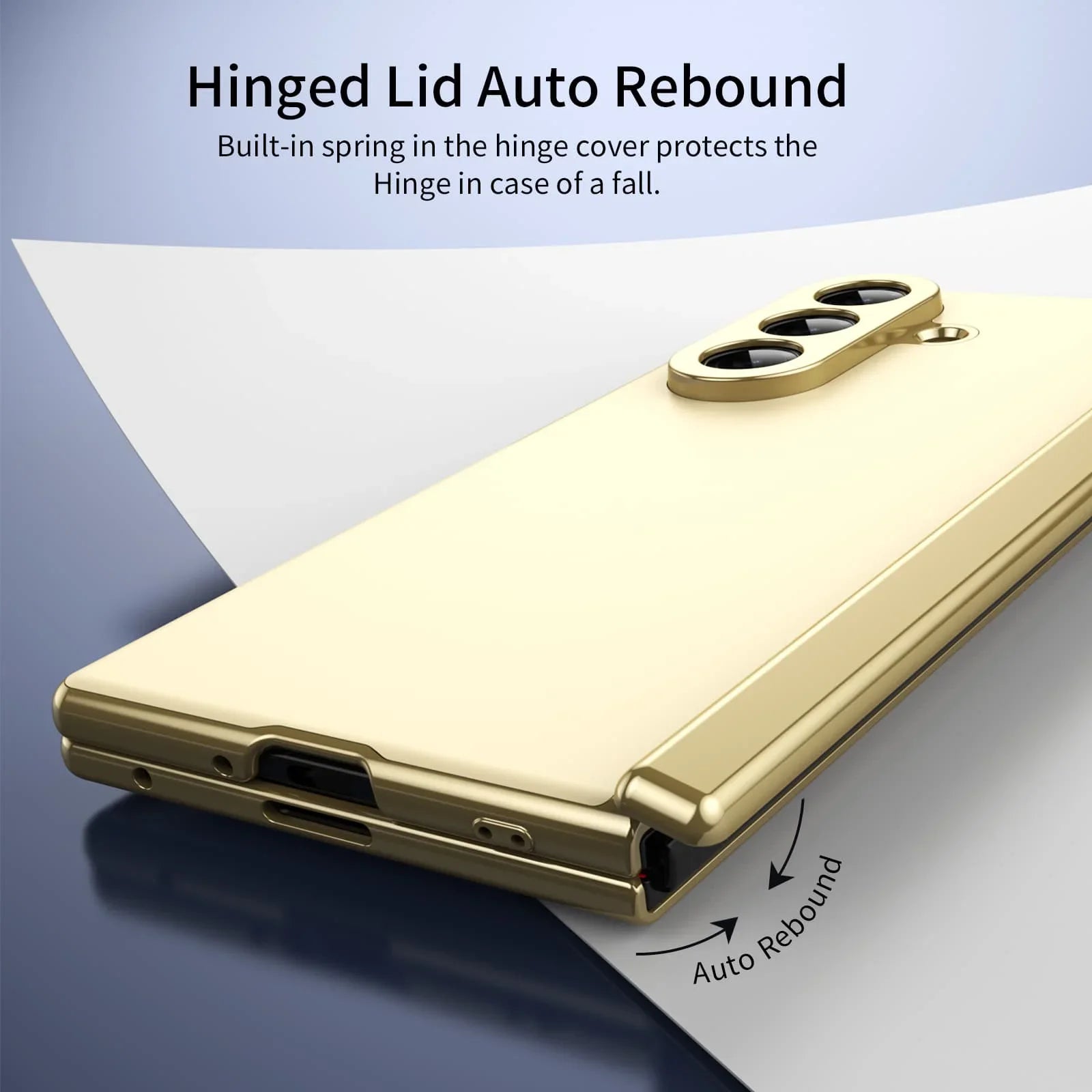 Samsung Galaxy Z Fold7 Matte Leather Case with Gold Edges & Durable Film