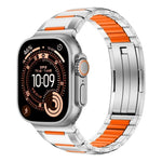 Steel and Fluororubber Segmented Bracelet Band with Removable Links for Apple Watch