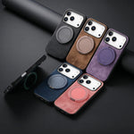 Skin-Feel Leather Case with 360° Rotating Ring for iPhone 17 Series
