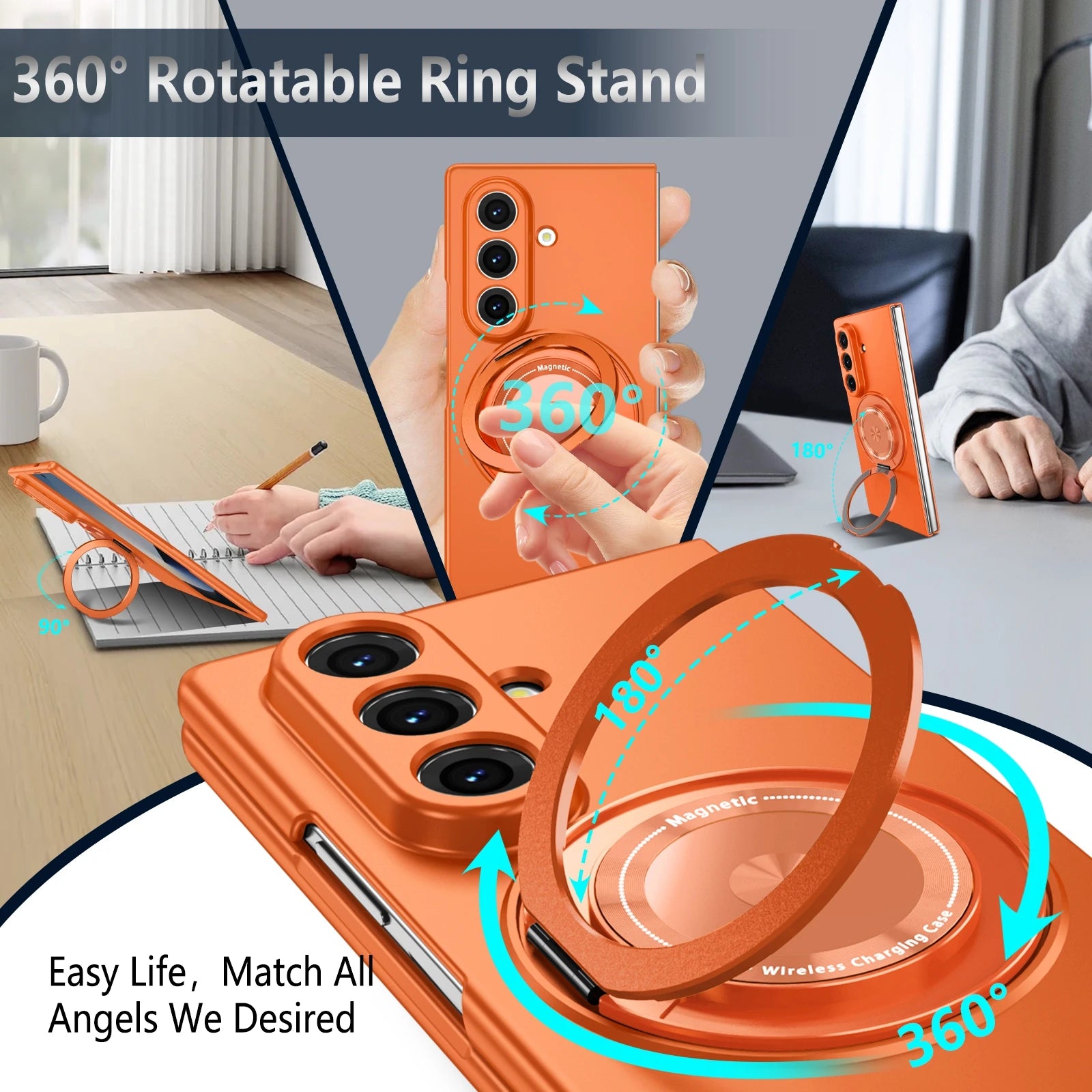Samsung Galaxy Z Fold 6 Case with 360° Rotating Ring Stand