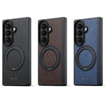 Textured Leather Magnetic Case with 360° Rotating Ring Stand for Samsung Galaxy Z Fold 7