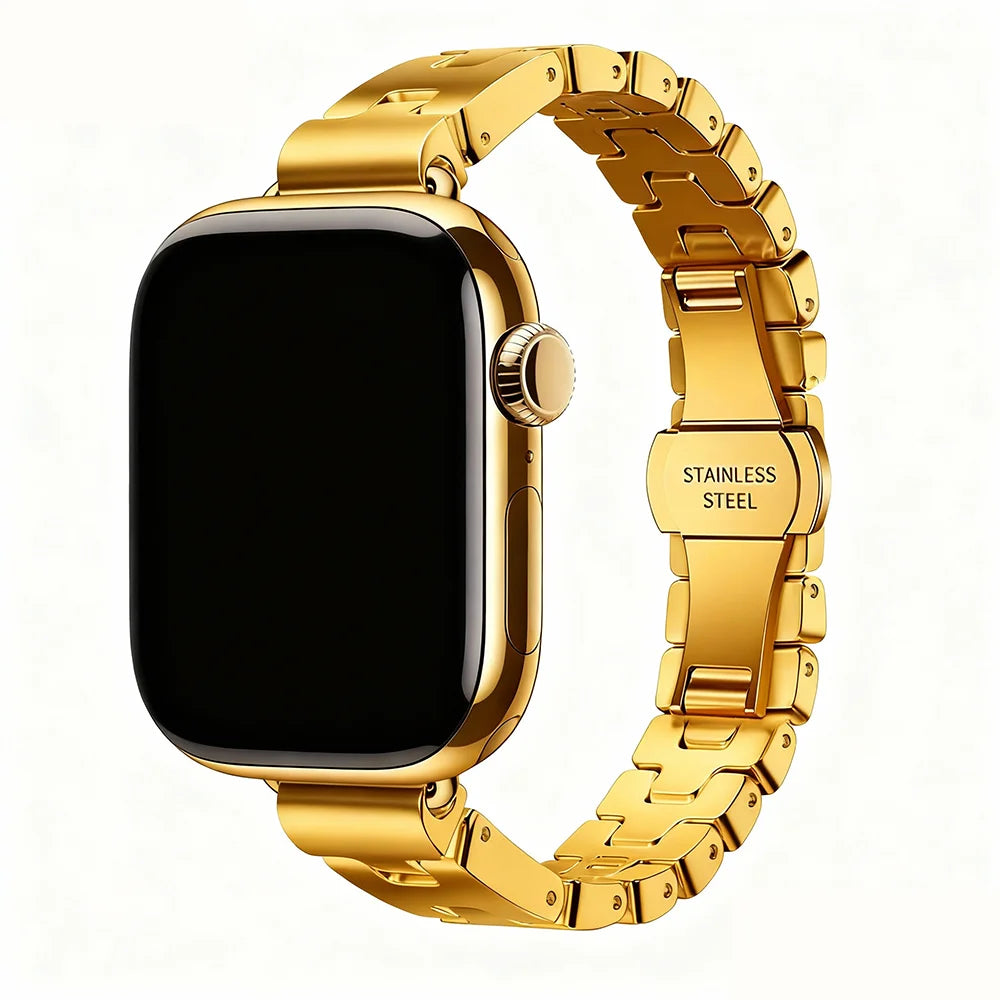 Stainless Steel Band with Butterfly Clasp for Apple Watch