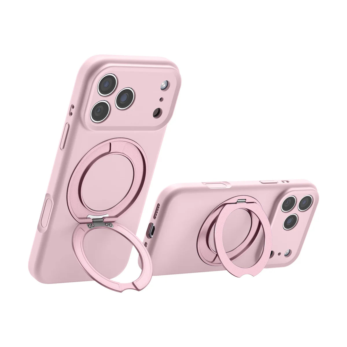Liquid Silicone MagSafe Case with Rotating Ring Holder for iPhone 17 Series
