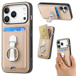 Multi-Functional Leather Wallet Case with Foldable Ring Holder & Vertical Card Slot for iPhone 17 Series