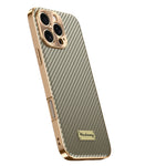 Premium 3D Carbon Fiber Plated Leather Phone Case with Alloy Shockproof Lens Protection for iPhone 16 Series