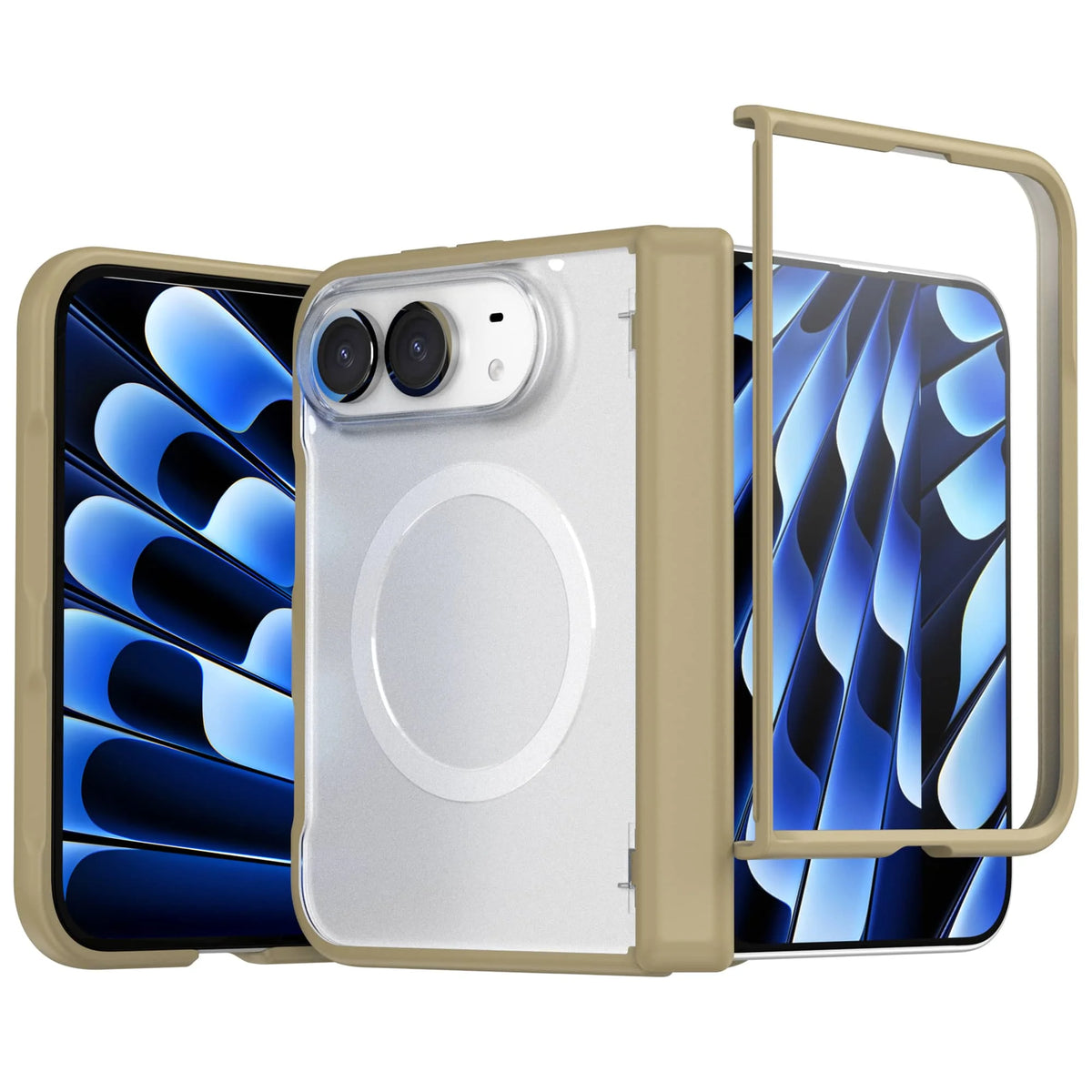 Shockproof Foldable Case with Built-in Tempered Glass Screen Protector for iPhone Duo