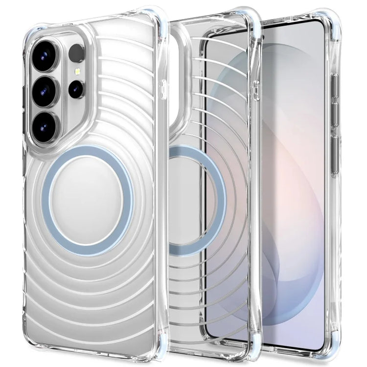 Anti-Yellowing Transparent Magnetic Case with Water Ripple Texture for Samsung Galaxy S24 Ultra