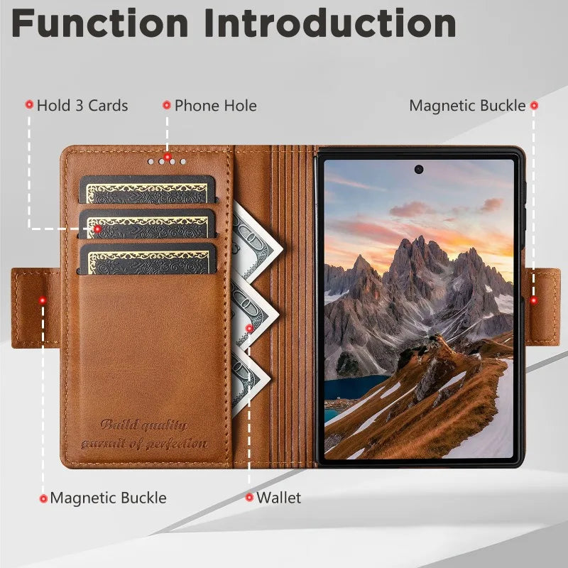 Leather Flip Wallet Case with Built-In Stand for Samsung Galaxy Z Fold 8