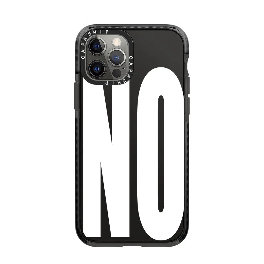 “NO” Black & White Letter Design Case for iPhone 16 Series