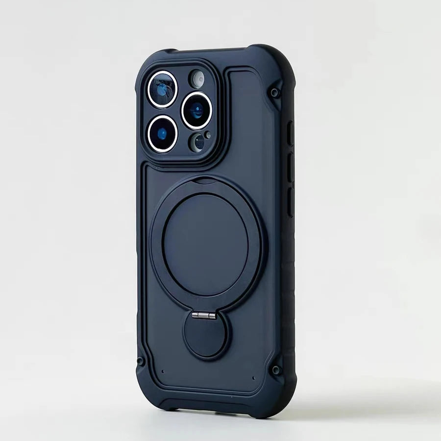 Matte MagSafe Case with 360° Rotating Ring Stand for iPhone 17 Series