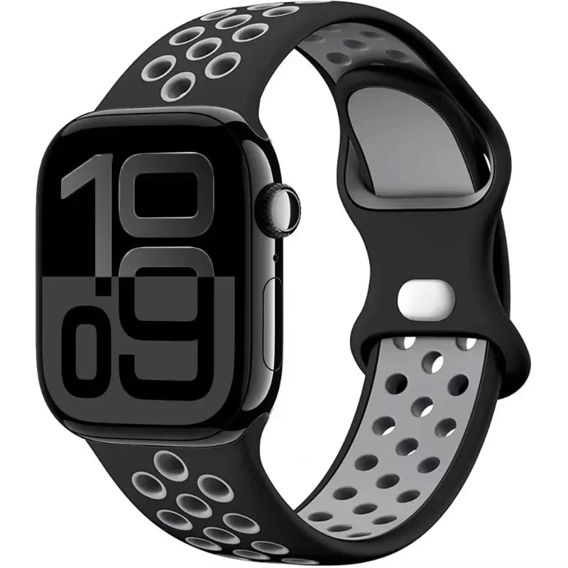 Breathable Silicone Band with Perforated Ventilation for Apple Watch