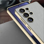 Electroplated Leather Protective Case for Samsung Galaxy S25 Ultra