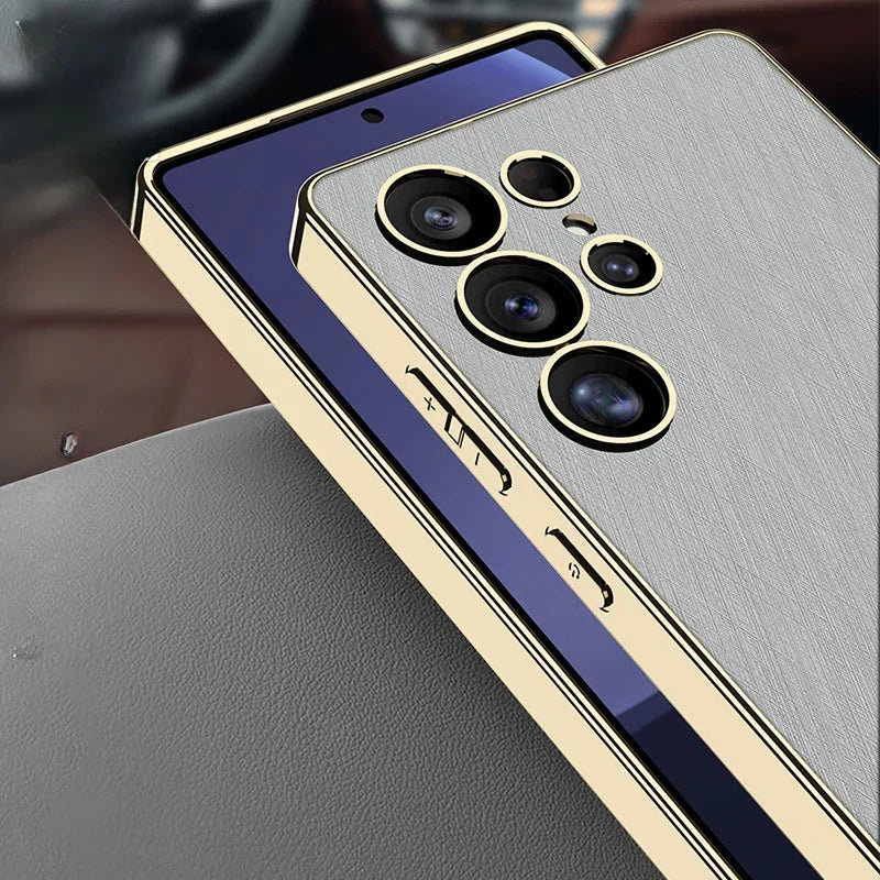 Electroplated Leather Protective Case for Samsung Galaxy S25 Ultra