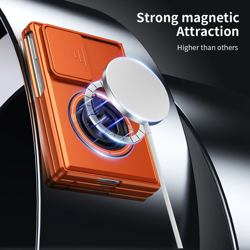 Shockproof Sliding Camera Protection Case with 360° Rotating Magnetic Ring Stand for Samsung Galaxy Z Fold 8