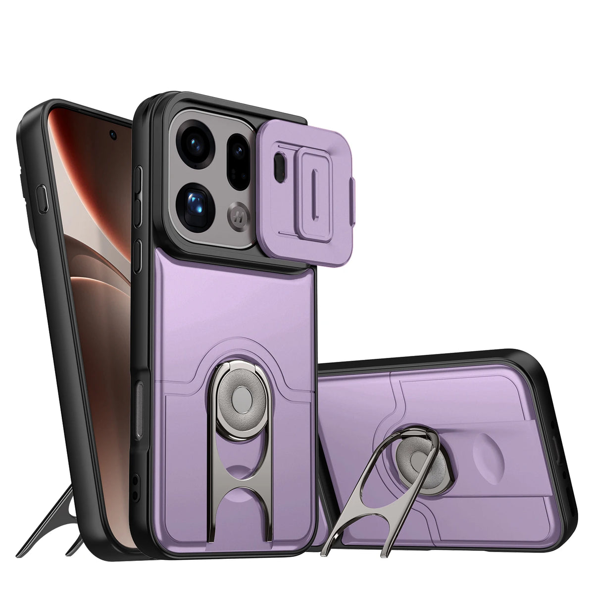 Shockproof Dual-Layer Case with Slide Lens Cover for OPPO Find X9 Series