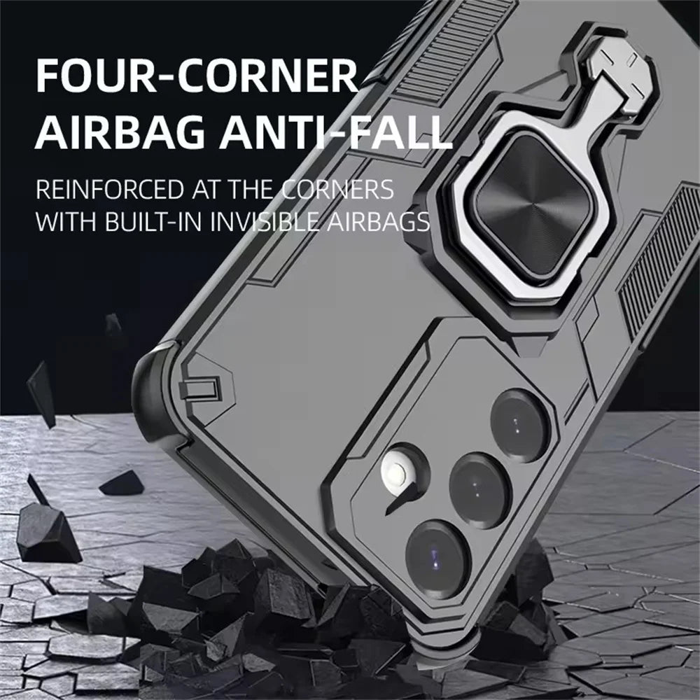 Durable Multi-Function Magnetic Case with Metal Ring Holder for Samsung Galaxy S25 Series