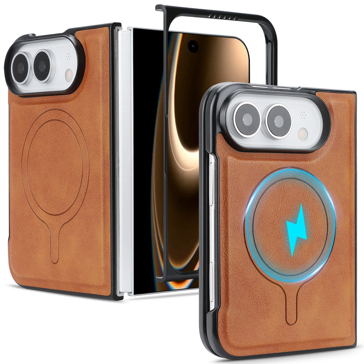 Leather Card Slot Case with MagSafe Compatibility for iPhone Duo