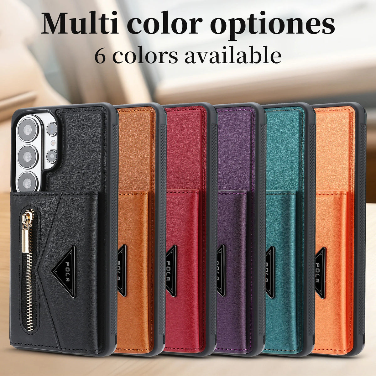 Pebble Grain Leather Detachable Card Pouch Case with Magnetic Attachment for Samsung Galaxy S24 Ultra