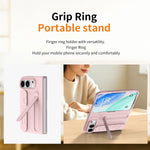 Soft-Touch Silicone Kickstand Case with Integrated Finger Ring Strap for iPhone Duo