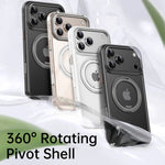 iPhone 17 Series Transparent MagSafe Case with 360° Rotating Ring Holder