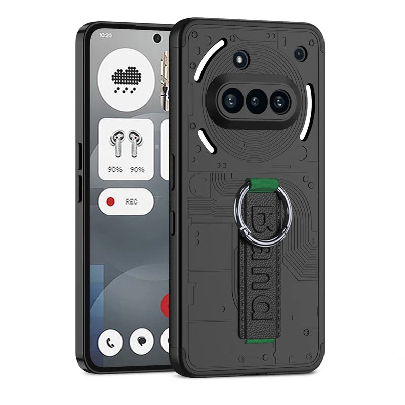 Nothing Phone 3a Hard PC Case with Finger Ring & Elastic Wrist Strap