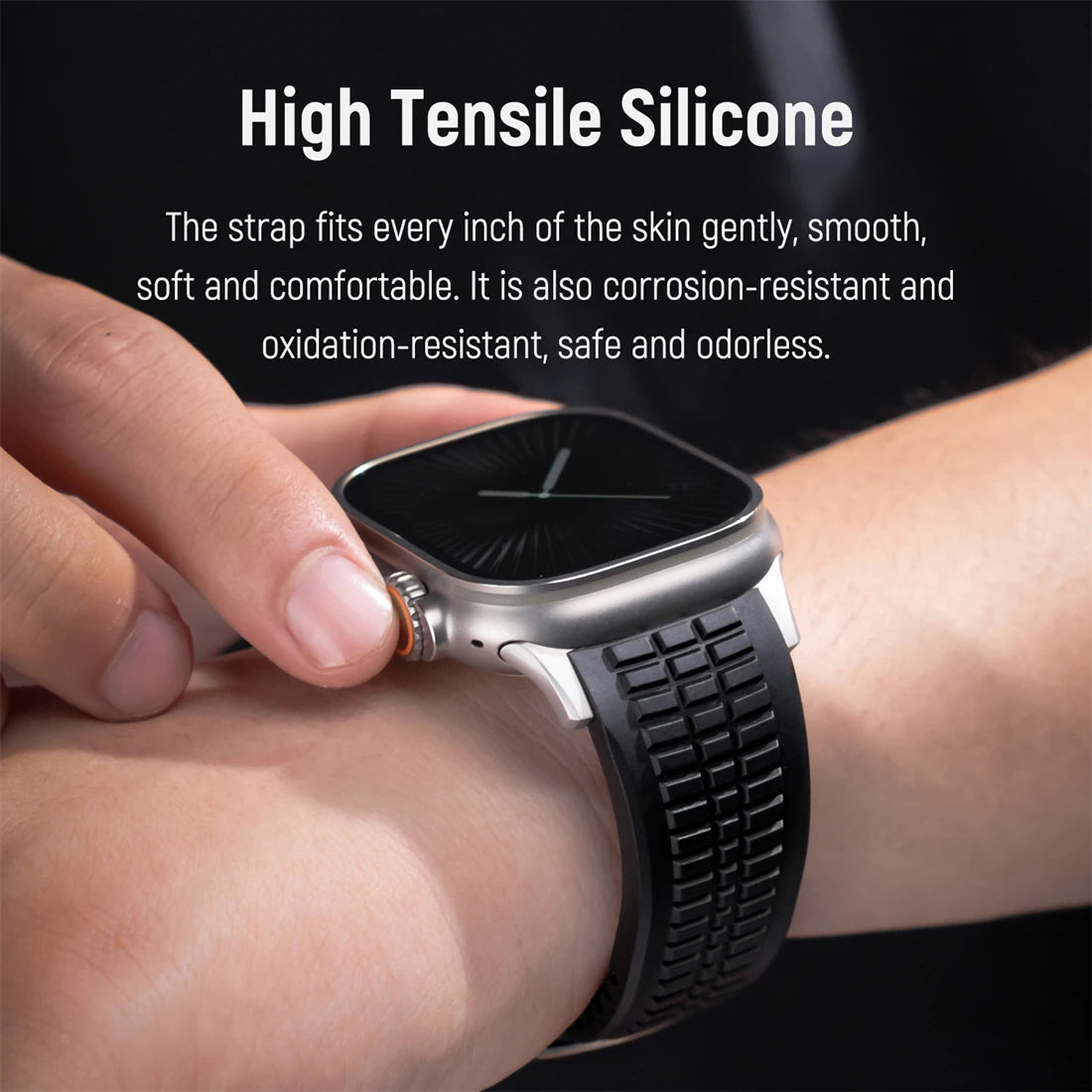 Soft Silicone Apple Watch Band with Elegant Butterfly Clasp