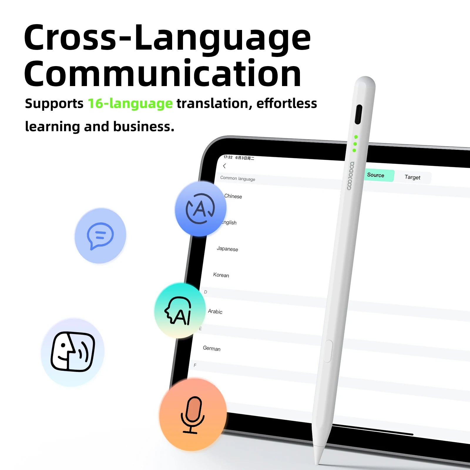 GOOJODOQ Ai07 Tilt-Sensitive iPad Stylus with Palm Rejection