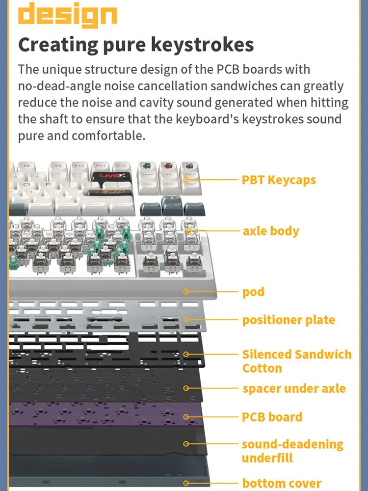Darmoshark TOP87 Tri-Mode Mechanical Gaming Keyboard
