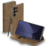 Luxury Magnetic Plating Frosted Leather Flip Wallet Case with Stand for Samsung Galaxy S25 Ultra
