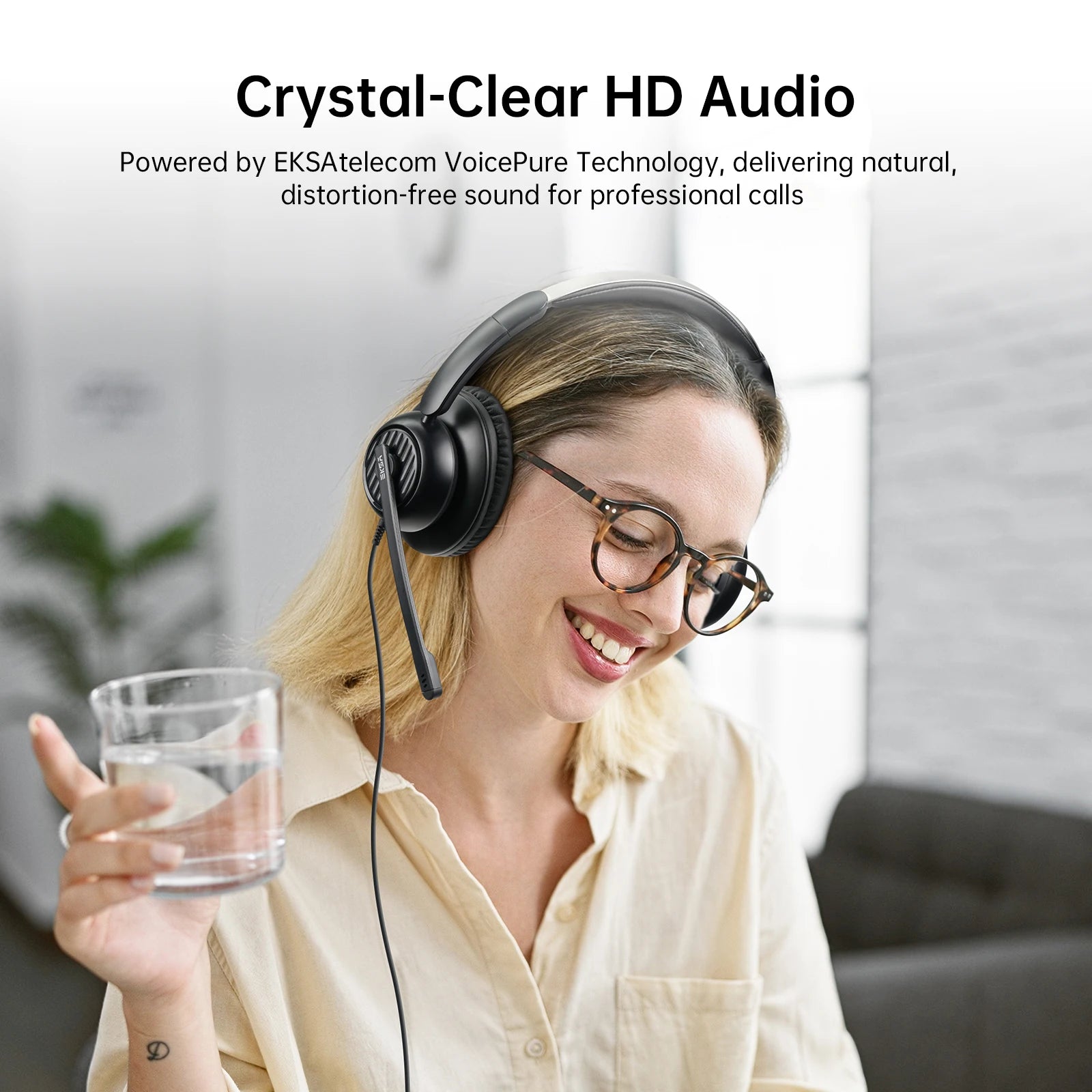 EKSA H8 Wired Office Headset With Noise-Canceling Microphone