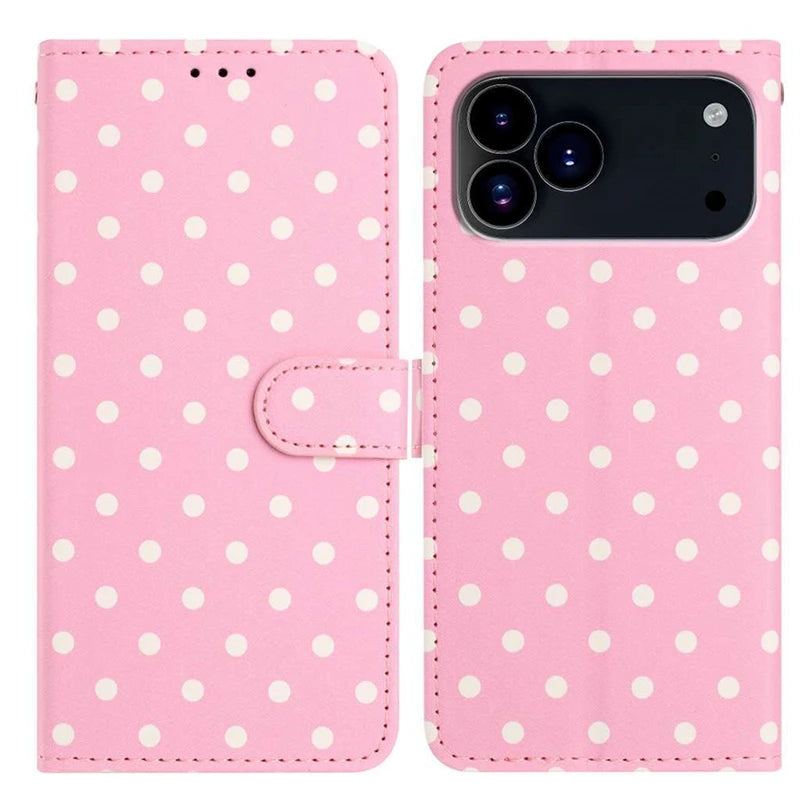 Wave Dot Texture Leather Wallet Phone Case for iPhone 15 Series
