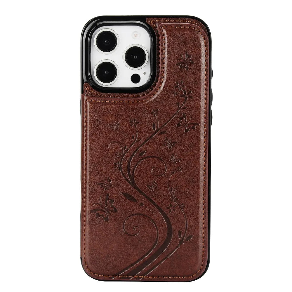 Leather Wallet Phone Case with Card Holder & Kickstand for iPhone 16 Series