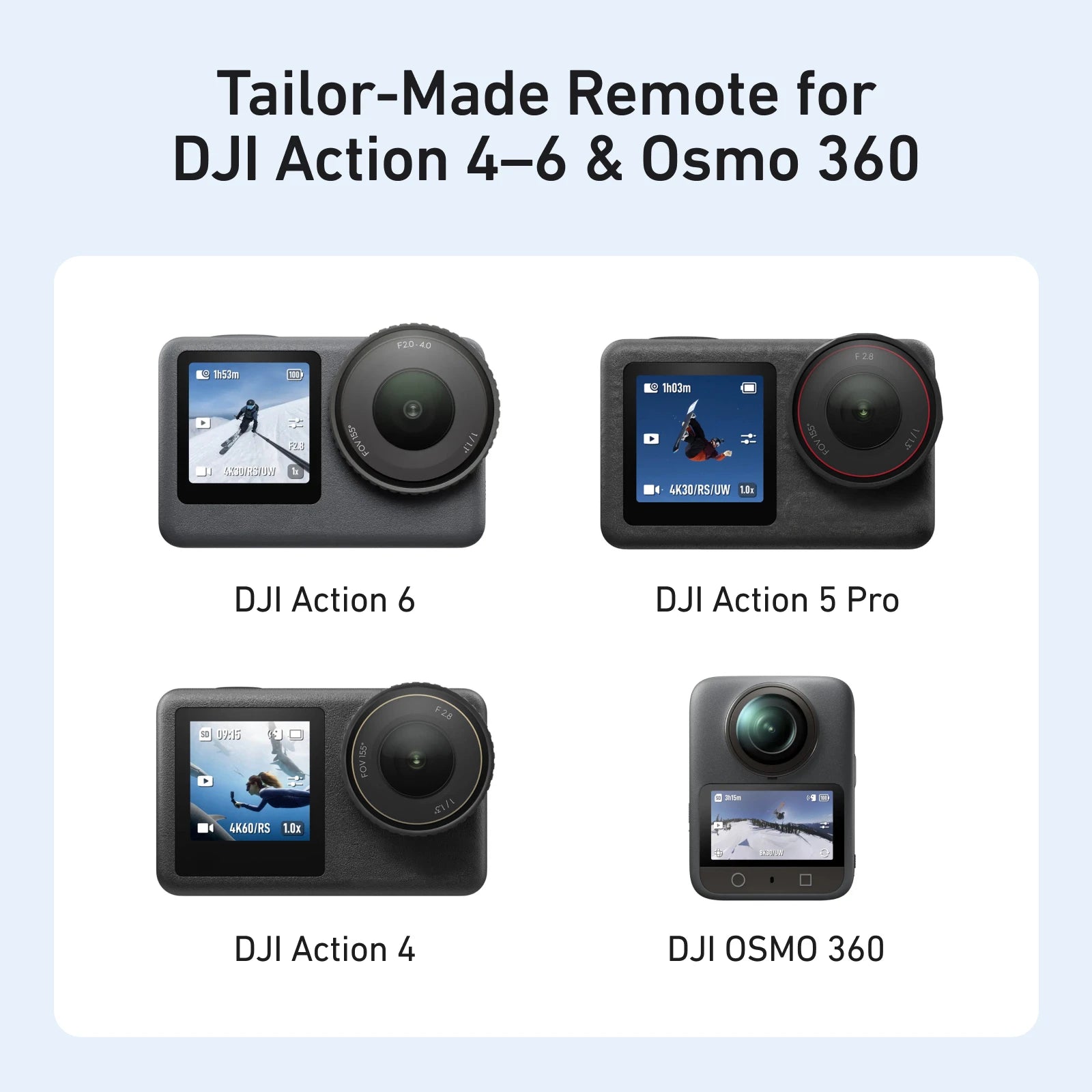 TELESIN 60M Remote Control for DJI Osmo Action Cameras