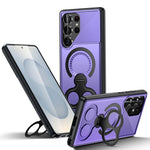 Heavy Duty Magnetic Case with Metal Ring Grip for Samsung Galaxy S24 Series