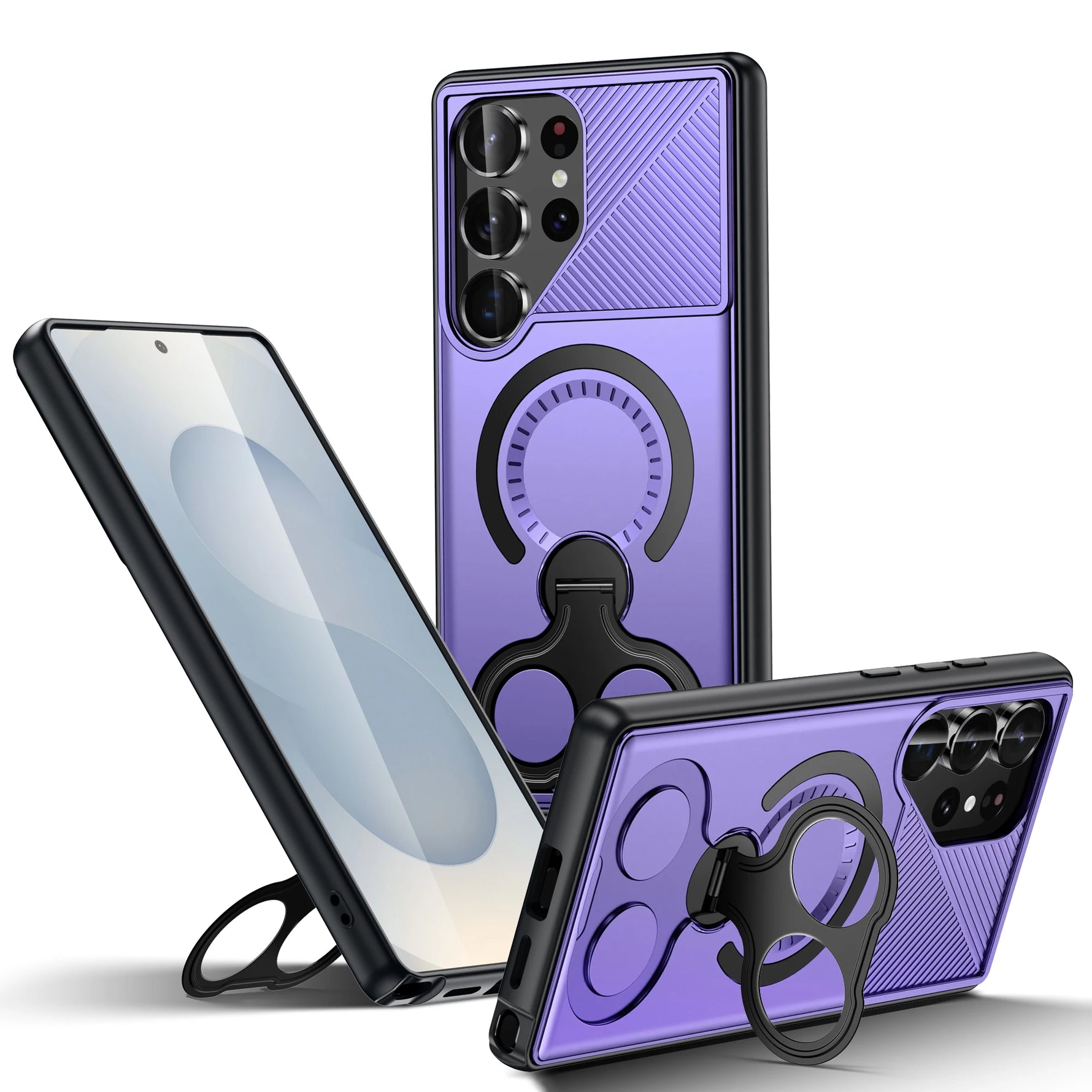 Heavy Duty Magnetic Case with Metal Ring Grip for Samsung Galaxy S24 Series