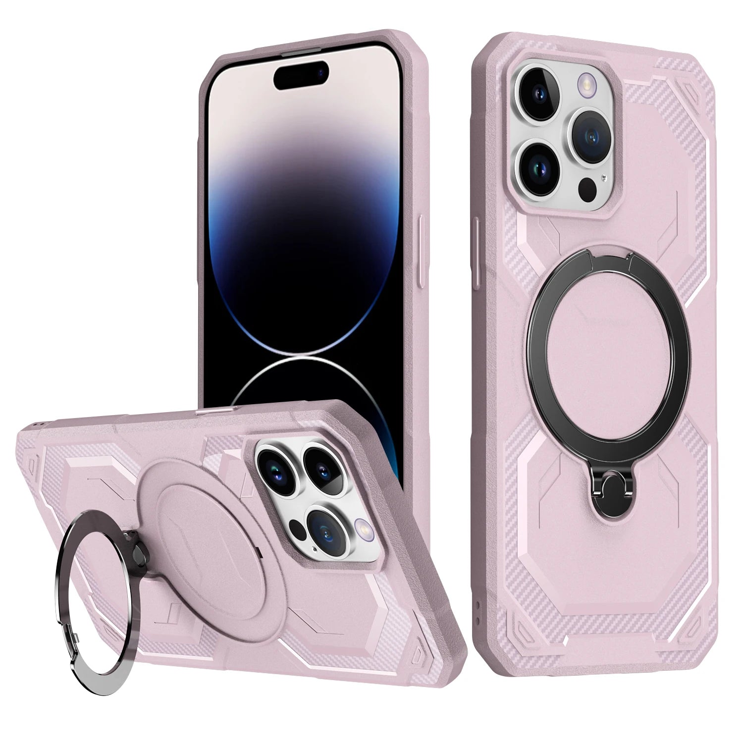 Heavy-Duty Armor Case with 360° Rotating Kickstand for iPhone 16 Series