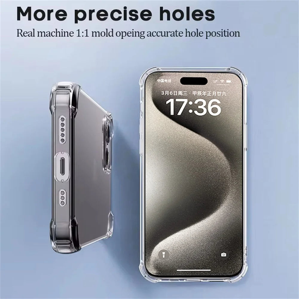 Crystal Clear Shockproof Silicone Case for iPhone 16 Series