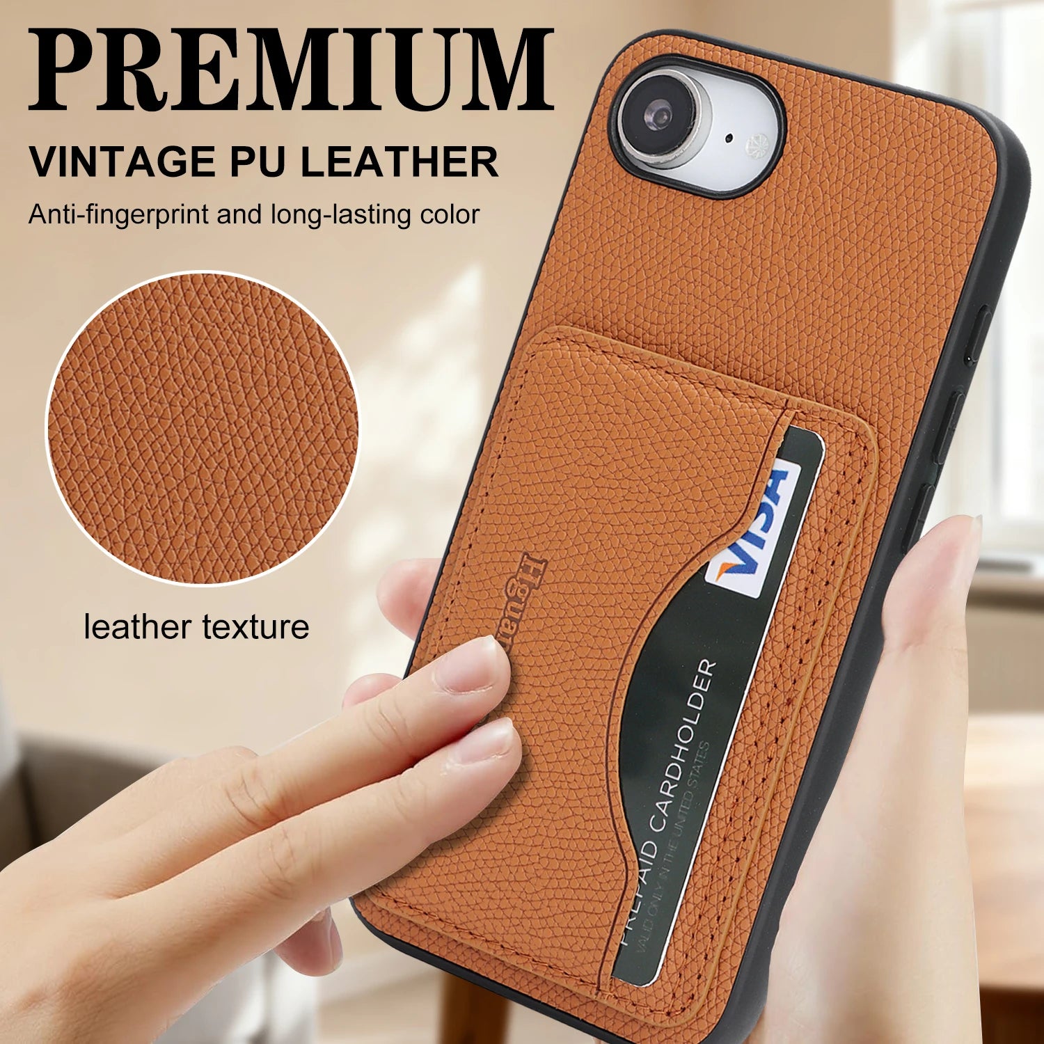 Luxury Shockproof Leather Case with Card Holder for iPhone 17e