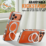 Litchi Texture MagSafe Case with Built-in Ring Stand for iPhone 17 Series