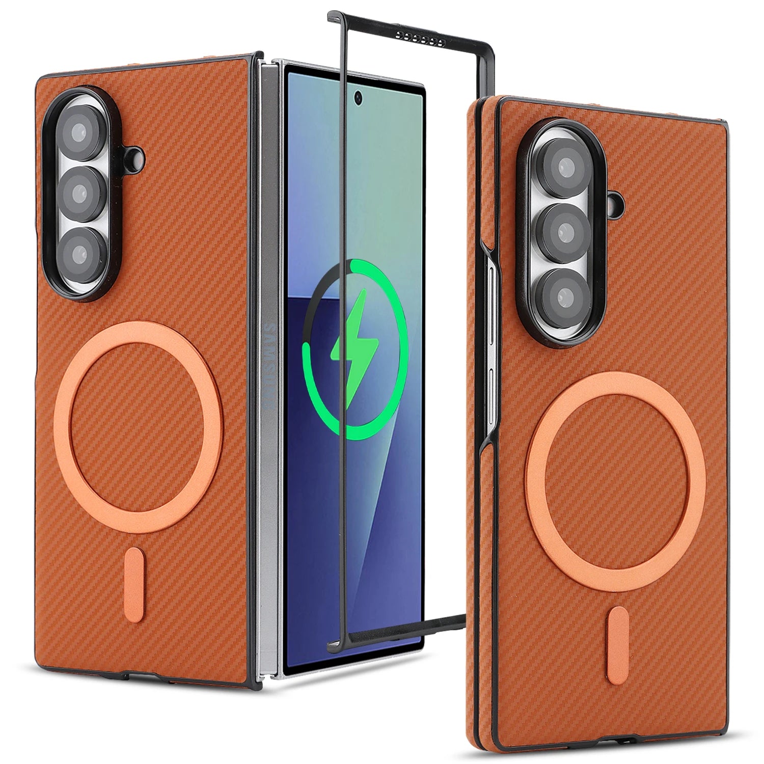 Carbon Fiber Magnetic Leather Case for Samsung Galaxy Z Fold 6