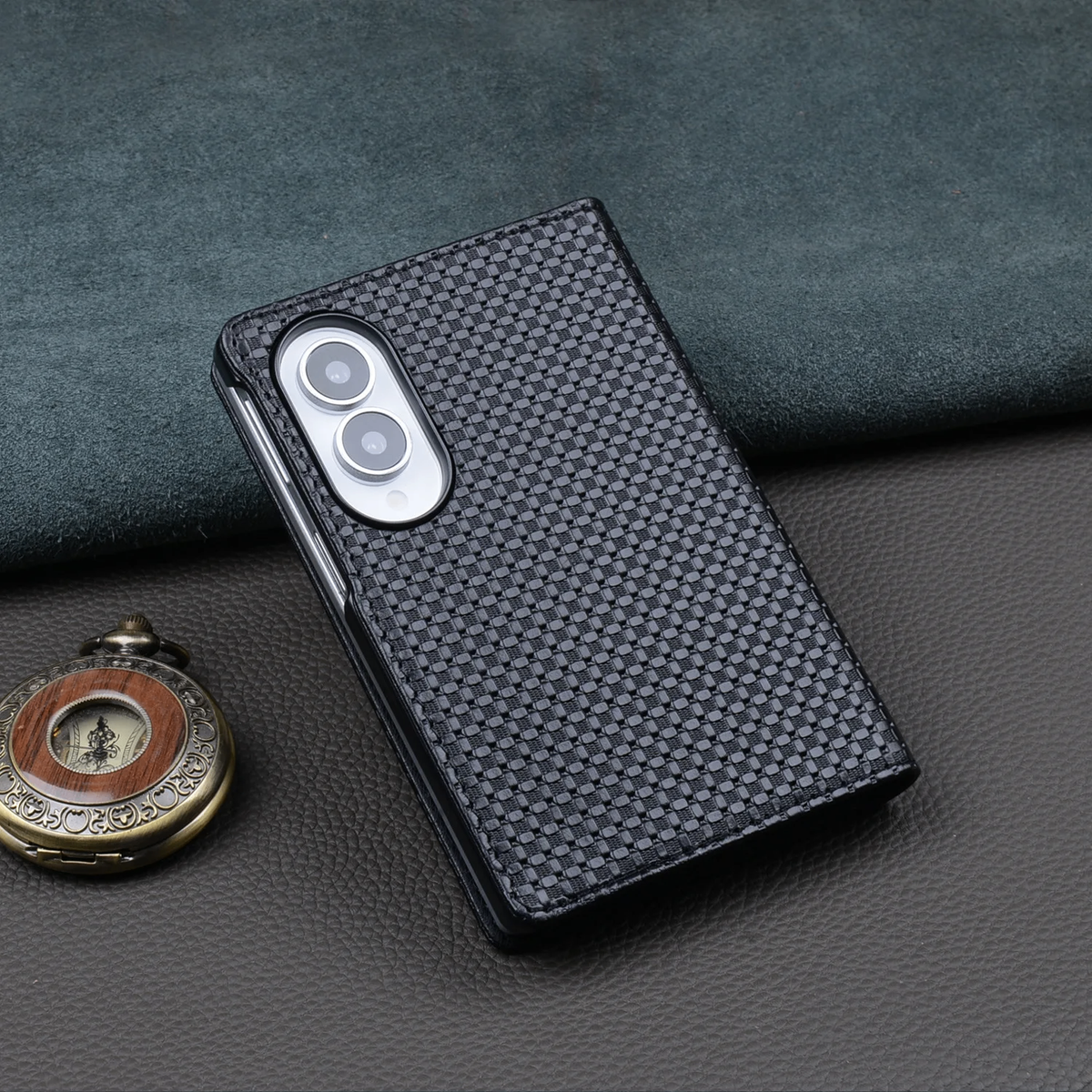 Genuine Cowhide Leather Flip Case with Magnetic Closure for Samsung Galaxy Z Fold 8